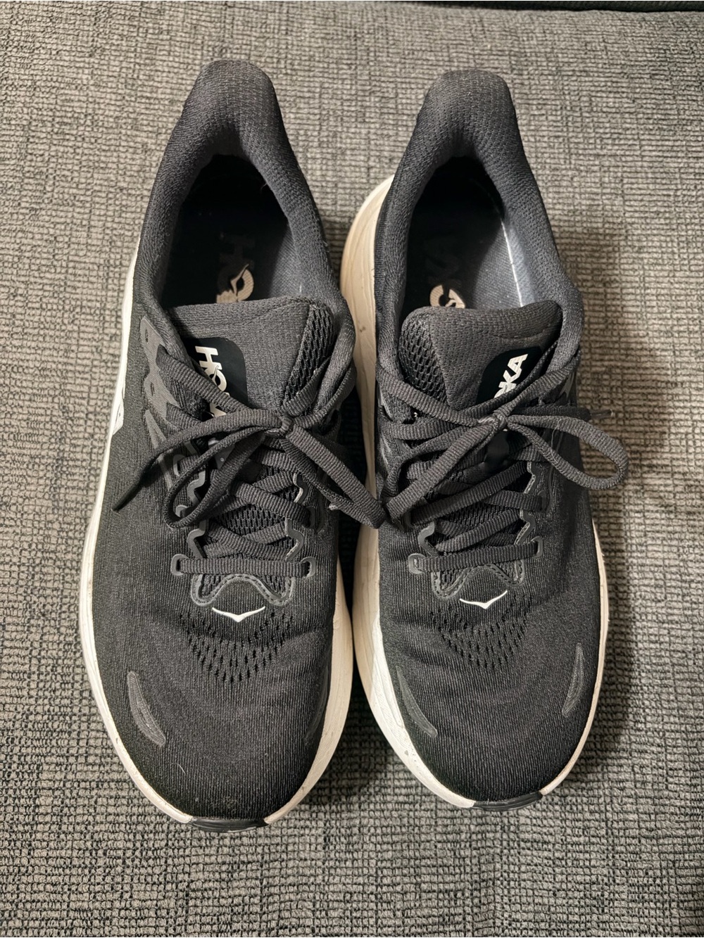 Hoka One One Black and White Women's Athletic Running Shoes